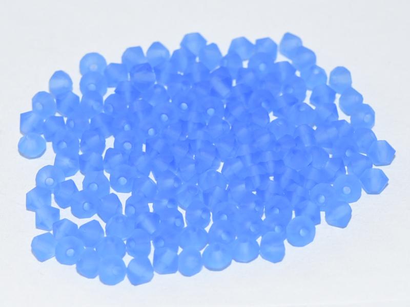 144 pcs MC (machine cut) Perlen 4 mm Saphir matt Tschechisches Glas Farbe_Blue
