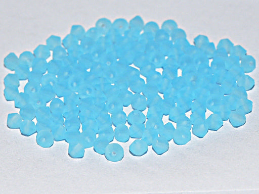 144 pcs MC (machine cut) Perlen 4 mm Aqua Bohemica Matt Tschechisches Glas Farbe_Blue