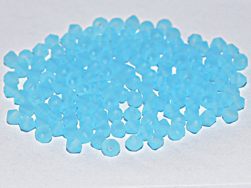 144 pcs MC (machine cut) Perlen 4 mm Aqua Bohemica Matt Tschechisches Glas Farbe_Blue