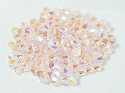 144 pcs MC (machine cut) Perlen 4 mm Hellrosa 2xAB Tschechisches Glas Farbe_Pink Farbe_ Multicolored