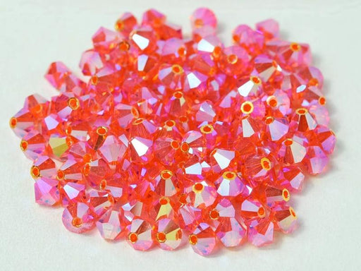 144 pcs MC (machine cut) Perlen 4 mm Hyazinthe 2xAB Tschechisches Glas Farbe_Orange Farbe_ Multicolored