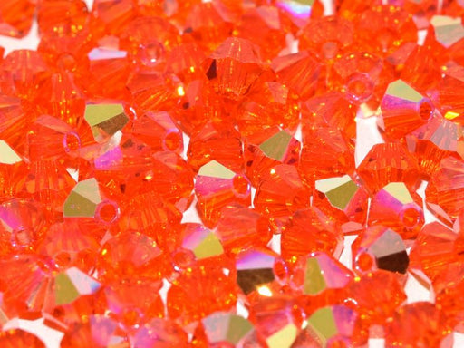 144 pcs MC (machine cut) Perlen 4 mm Hyazinthe AB Tschechisches Glas Farbe_Orange Farbe_ Multicolored