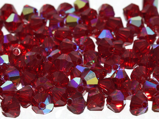144 pcs MC (machine cut) Perlen 4 mm Siam AB Tschechisches Glas Farbe_Red Farbe_ Multicolored