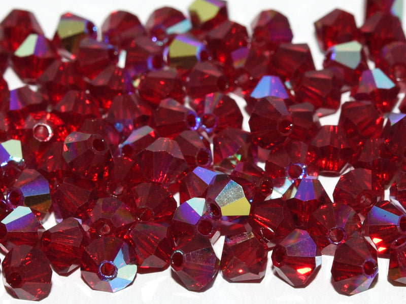 144 pcs MC (machine cut) Perlen 4 mm Siam AB Tschechisches Glas Farbe_Red Farbe_ Multicolored