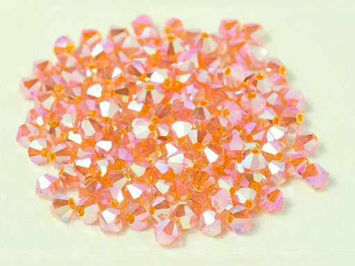 144 pcs MC (machine cut) Perlen 4 mm Sonne 2xAB Tschechisches Glas Farbe_Orange Farbe_ Multicolored