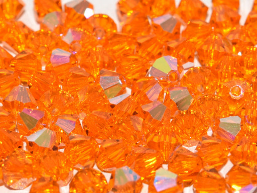 144 pcs MC (machine cut) Perlen 4 mm Sonne AB Tschechisches Glas Farbe_Orange Farbe_ Multicolored