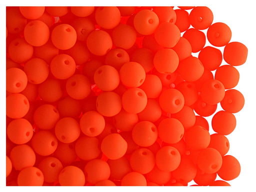 50 St. Rund NEON ESTRELA Perlen 4mm, Böhmisches Glas, Orange