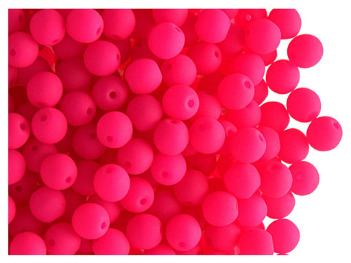 50 St. Rund NEON ESTRELA Perlen 4mm, Böhmisches Glas, Rosa