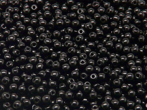 100 St. Runde Gepresste Perlen 4mm, Böhmisches Glas, Schwarz