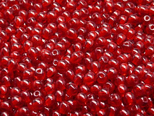 100 St. Runde Gepresste Perlen 4mm, Böhmisches Glas, Rubin