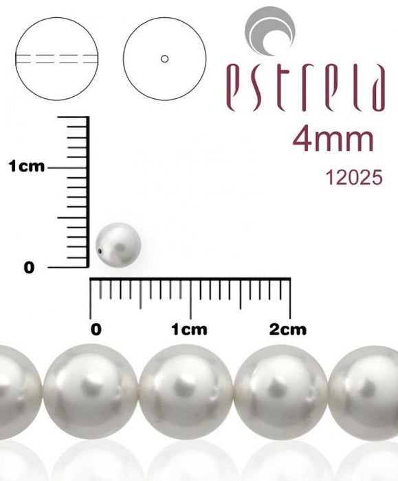 100 St. Runde Perlmuttperlen 3mm, Böhmisches Glas, Weiße Perle