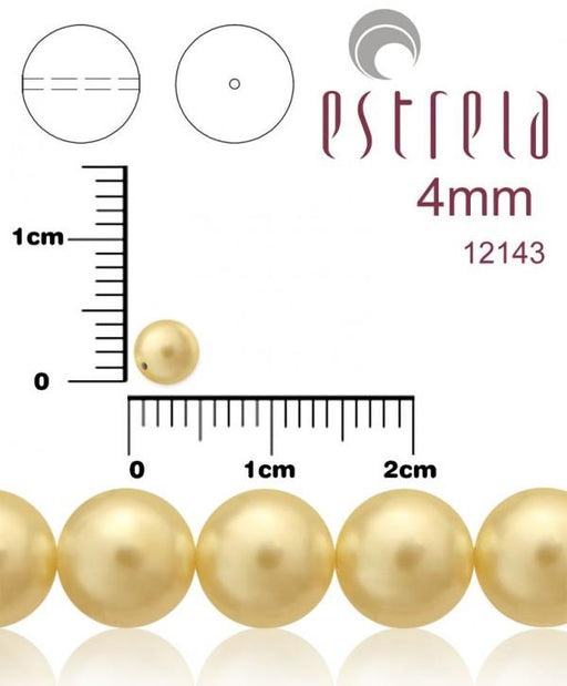 100 St. Runde Perlmuttperlen 3mm, Tschechisches Glas, Beige Perlenimitat