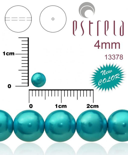 100 St. Runde Perlmuttperlen 3mm, Böhmisches Glas, Pastell Türkis