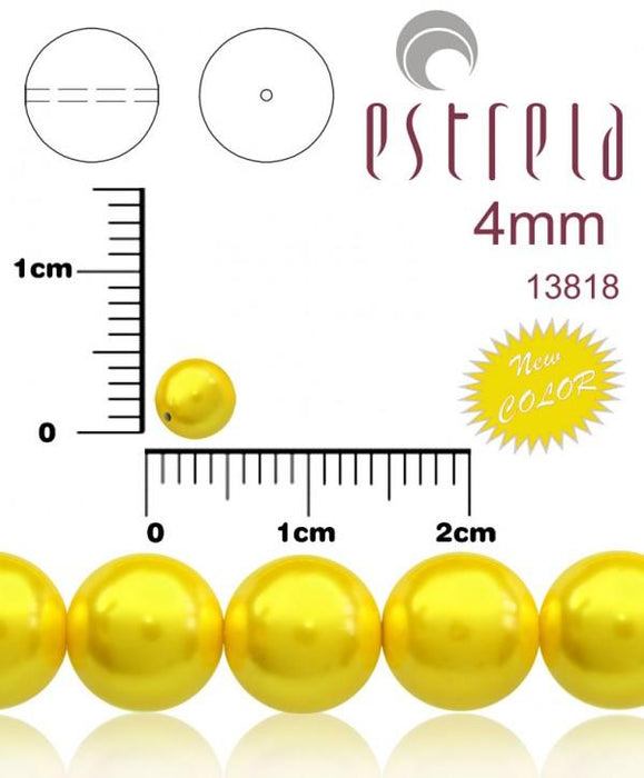 100 St. Runde Perlmuttperlen 3mm, Böhmisches Glas, Pastell Gelb