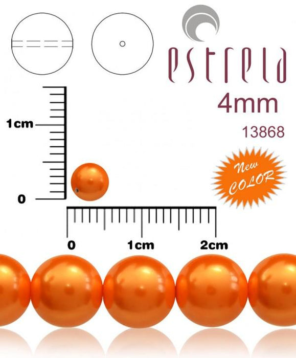 100 St. Runde Perlmuttperlen 3mm, Böhmisches Glas, Pastell Orange