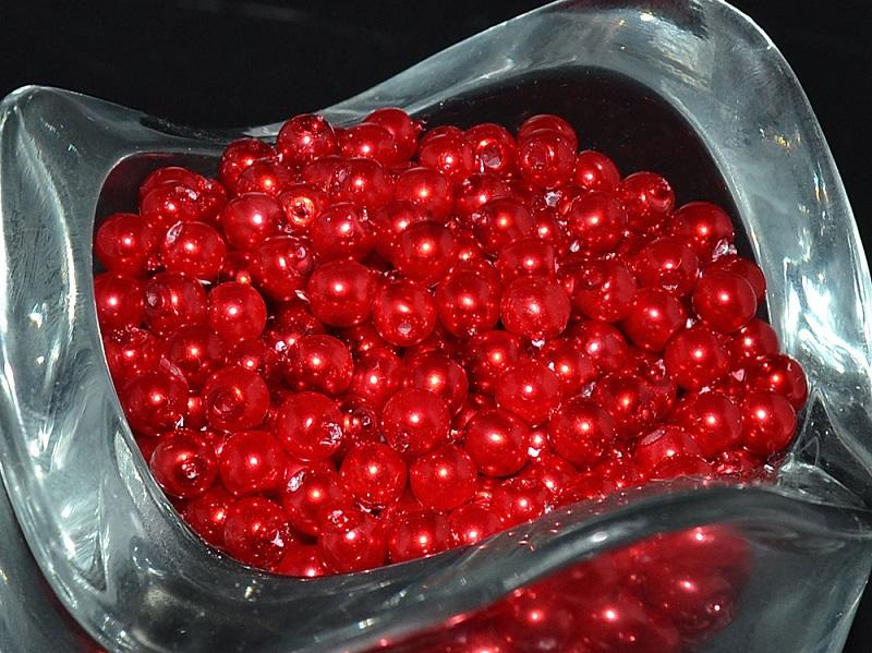 100 St. Runde Perlmuttperlen 3mm, Böhmisches Glas, Rote Perle
