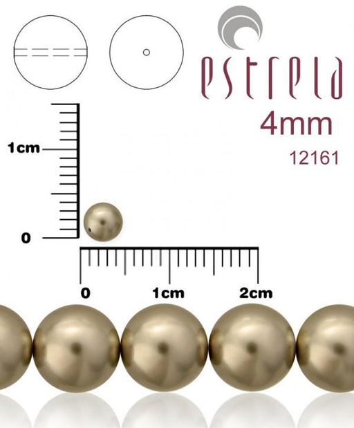 100 St. Runde Perlmuttperlen 3mm, Böhmisches Glas, Dunkle Platin Perle
