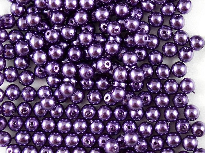 100 St. Runde Perlmuttperlen 3mm, Böhmisches Glas, Violett