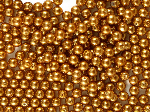 100 St. Runde Perlmuttperlen 3mm, Böhmisches Glas, Bronze Perle