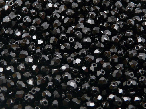 1 St. Fire Polished Glasperlen Set rund 3mm, 4mm. 3 Farben: Schwarz, Kreideweiß, Crystal AB, Tschechisches Glas