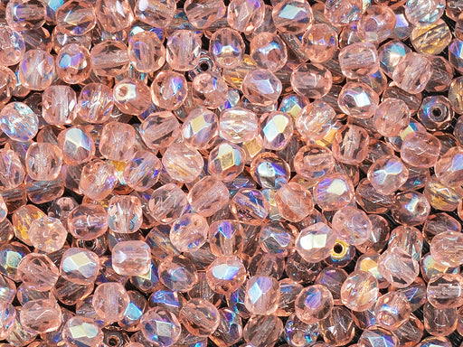 100 St. Fire Polished facettierte Glasperlen rund 4 mm, Rosalin AB, Tschechisches Glas