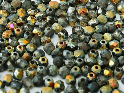 100 St. Fire Polished facettierte Glasperlen Rund 4mm, Kristall, geätzt, Marea voll, Tschechisches Glas