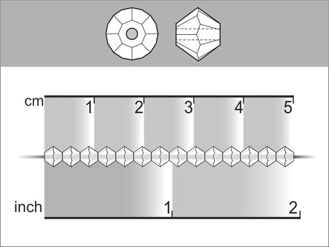 144 pcs MC (machine cut) Perlen, 4 mm, Hell Saphir Transparent, Tschechisches Glas (Machine Cut Beads (M.C. Beads))