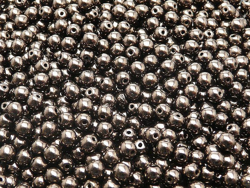 100 St. Runde Gepresste Perlen 4mm, Böhmisches Glas, Kupfer Glanz