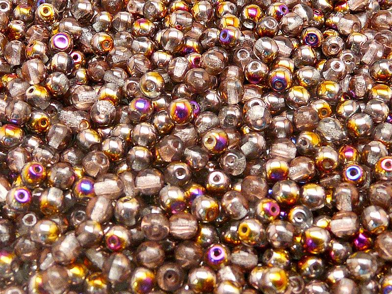 100 St. Runde Gepresste Perlen 4mm, Böhmisches Glas, Kristall Sliperit
