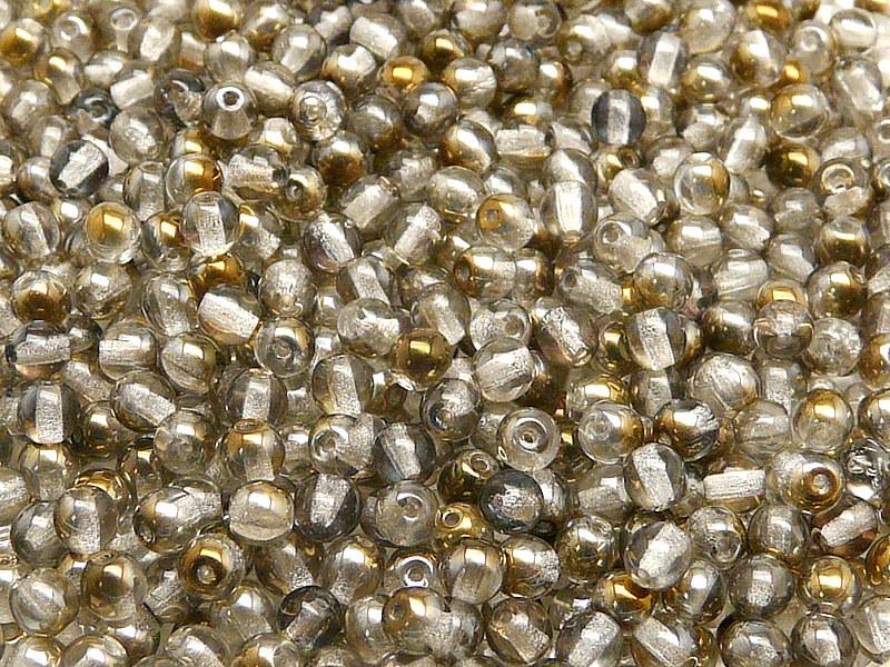 100 St. Runde Gepresste Perlen 4mm, Böhmisches Glas, Kristall Valentinit