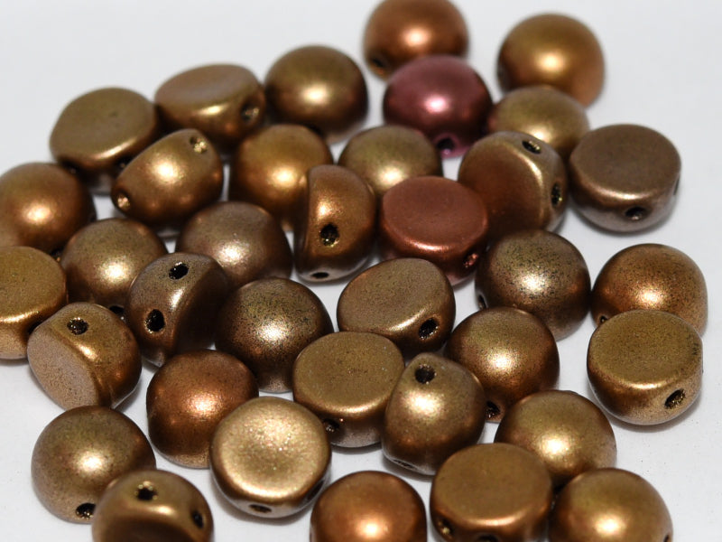 100 pcs Gepresste Perlen Cabochon 6mm, 2-Loch, Metallic Mix, Tschechisches Glas (2-Hole Cabochon Beads)