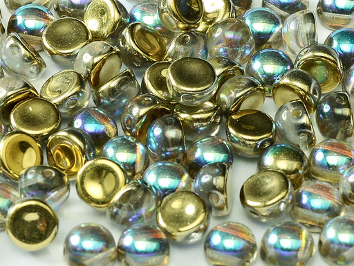 Gepresste Perlen Cabochon 6mm 2-Loch Aluminium Silber geätzt Tschechisches Glas Farbe_Silver