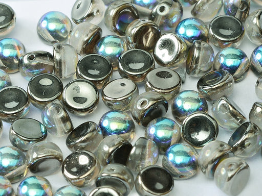 Gepresste Perlen Cabochon 6mm 2-Loch Aztekengold Tschechisches Glas Farbe_Gold