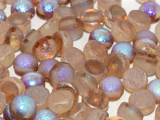 Gepresste Perlen Cabochon 6mm 2-Loch Kristall Tschechisches Glas Farbe_Clear