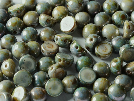 Gepresste Perlen Cabochon 6mm Kristall Gold schimmernd Tschechisches Glas Farbe_Gold Farbe_ Multicolored