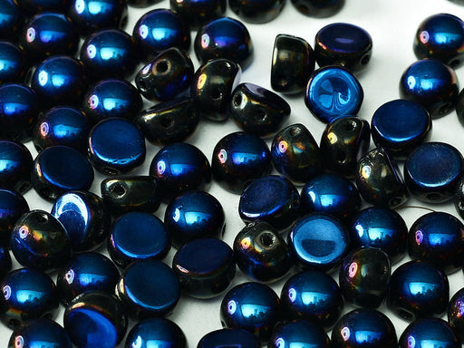 Gepresste Perlen Cabochon 6mm Kristall geätzt Gelb schimmernd  Tschechisches Glas Farbe_Yellow Farbe_ Multicolored