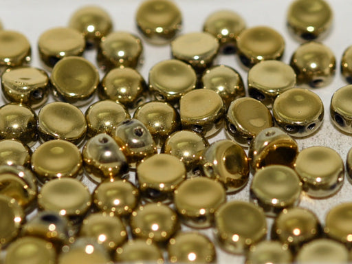 Gepresste Perlen Cabochon 6mm Kristall geätzt zitronengelb schimmernd Tschechisches Glas Farbe_Yellow Farbe_ Multicolored