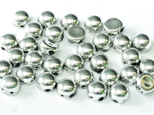 Gepresste Perlen Cabochon 6mm Kristall geätzt golden schimmernd  Tschechisches Glas Farbe_Gold Farbe_ Multicolored