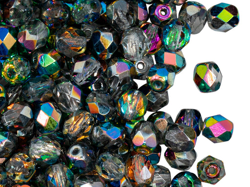50 Stück Fire Polished facettierte Perlen rund, 6 mm, Kristall Glasmalerei, Tschechisches Glas