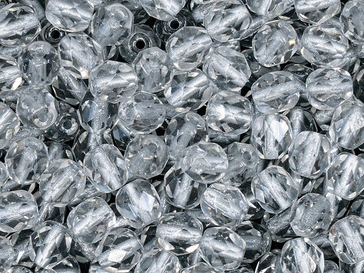 50 pcs Fire Polished facettierte Glasperlen rund 6 mm, Kristall mit versilbertem Loch , Tschechisches Glas (Fire Polished Beads)