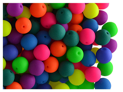 50 St. Rund NEON ESTRELA Perlen 6mm, Böhmisches Glas, Mix