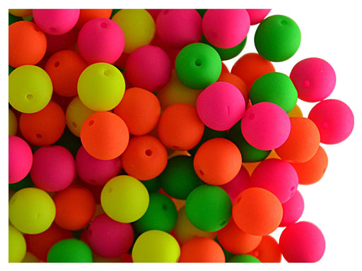 50 St. Rund NEON ESTRELA Perlen 6mm, Böhmisches Glas, Warm Mix