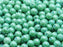 50 St. Runde Gepresste Perlen 6mm, Böhmisches Glas, Weiß Kreide Grün Luster