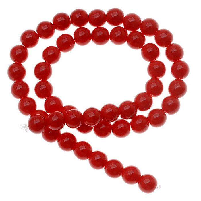 50 St. Runde Gepresste Perlen 6mm, Böhmisches Glas, Koralle Rot