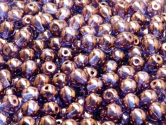 50 St. Runde Gepresste Perlen 6mm, Böhmisches Glas, Kristall Vega Luster