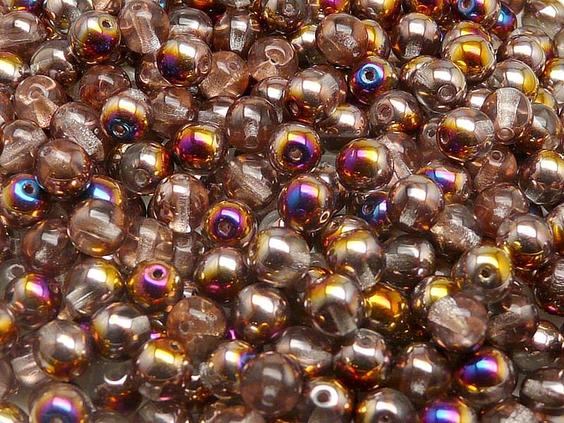 50 St. Runde Gepresste Perlen 6mm, Böhmisches Glas, Kristall Sliperit