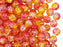 50 St. Runde Perlen 6 mm, Crystal Orange-Gelb Two Tone Luster, Böhmische Glas