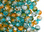 50 St. Runde Perlen 6 mm, Crystal Orange Aqua Blue Two Tone Luster, Böhmische Glas