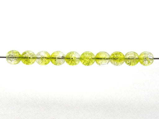 50 St. Runde Perlen 6 mm, Kristall Gelb Grün Peridot Two Tone Luster, Böhmische Glas
