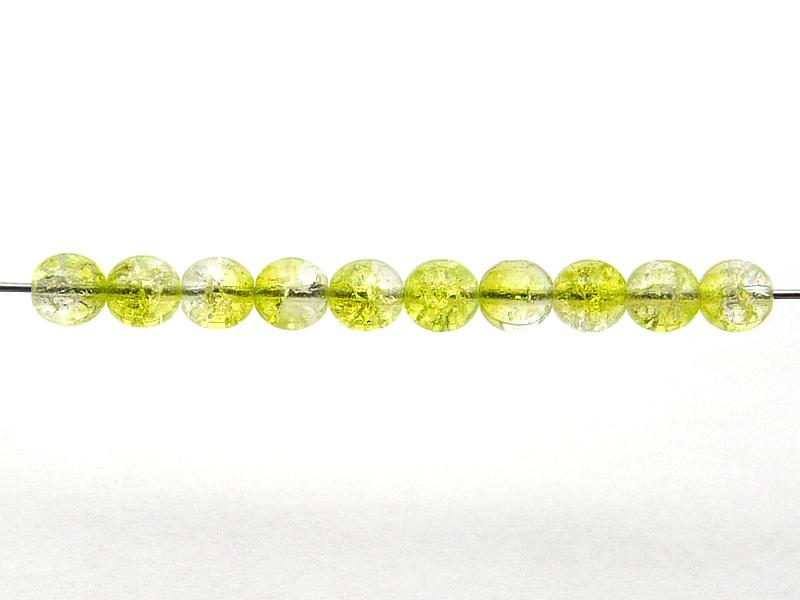 50 St. Runde Perlen 6 mm, Kristall Gelb Grün Peridot Two Tone Luster, Böhmische Glas